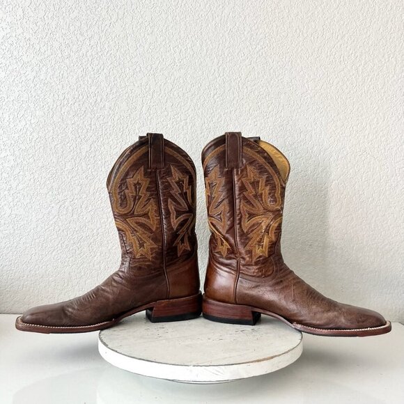 Rod Patrick Mens Cowboy Boots 13AA Perro Loco Brown Leather Western Square Toe - Picture 8 of 13